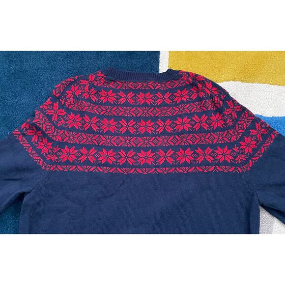 Vintage Le Tigre Men's Large Wool Blend Blue Red Holiday Sweater - Picture 5 of 8